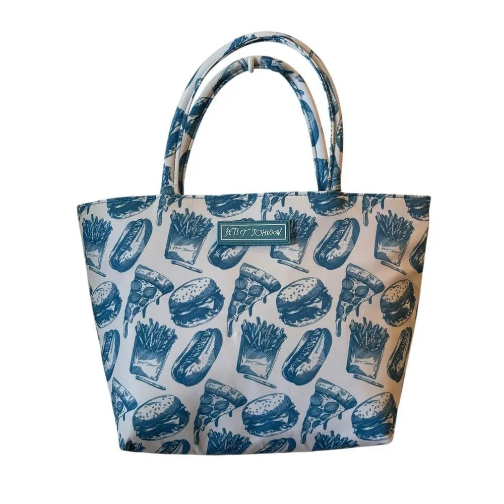 Betsey Johnson Insulated Lunch Tote/Satchel w/ Fun Retro Print.
